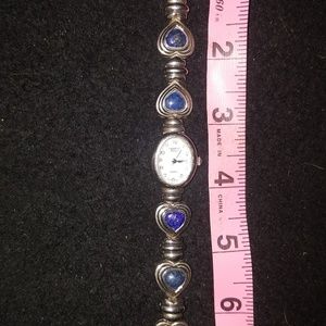 Heart Shaped Lapis /Sterling Silver Band Watch